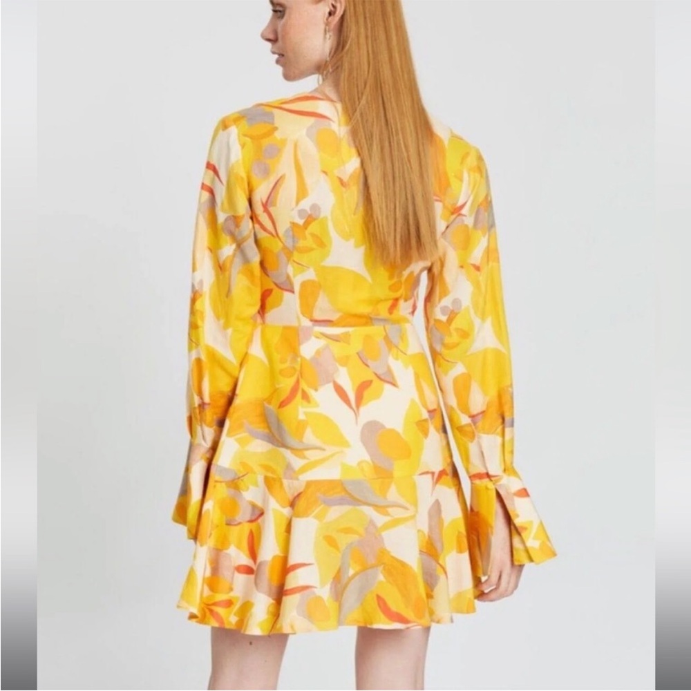 Acler Corcica Linen  Yellow Size 8 Wrap Dress - Picture 10 of 16